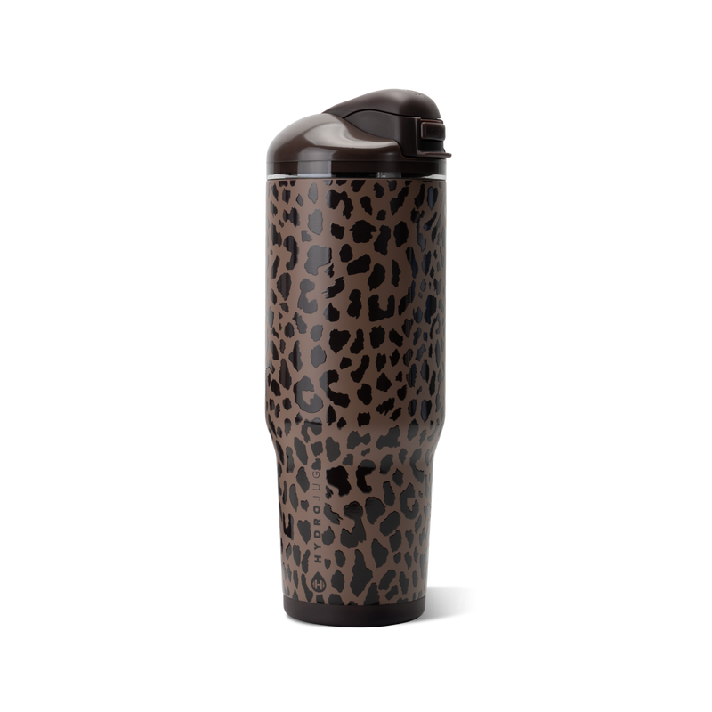 Ease2o 40oz | Dual-Function Water Bottle with Straw &amp; Chug Spout – Brown Leopard